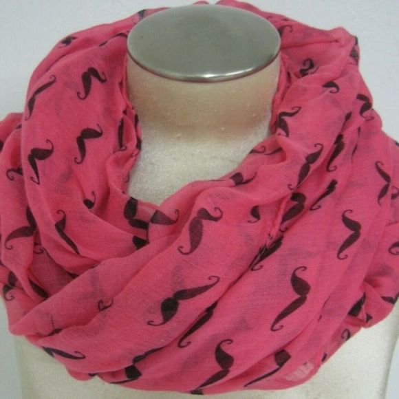 D&Y Infinity Handlebar Mustache Hot Pink Scarf. - Picture 1 of 7